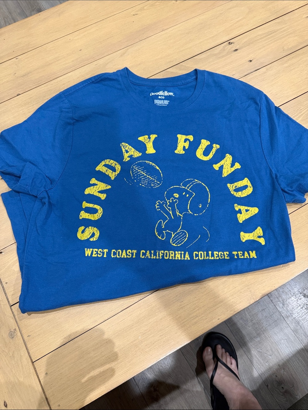 Goodfellow & Co Blue Tee with Yellow Sunday Funday Graphic